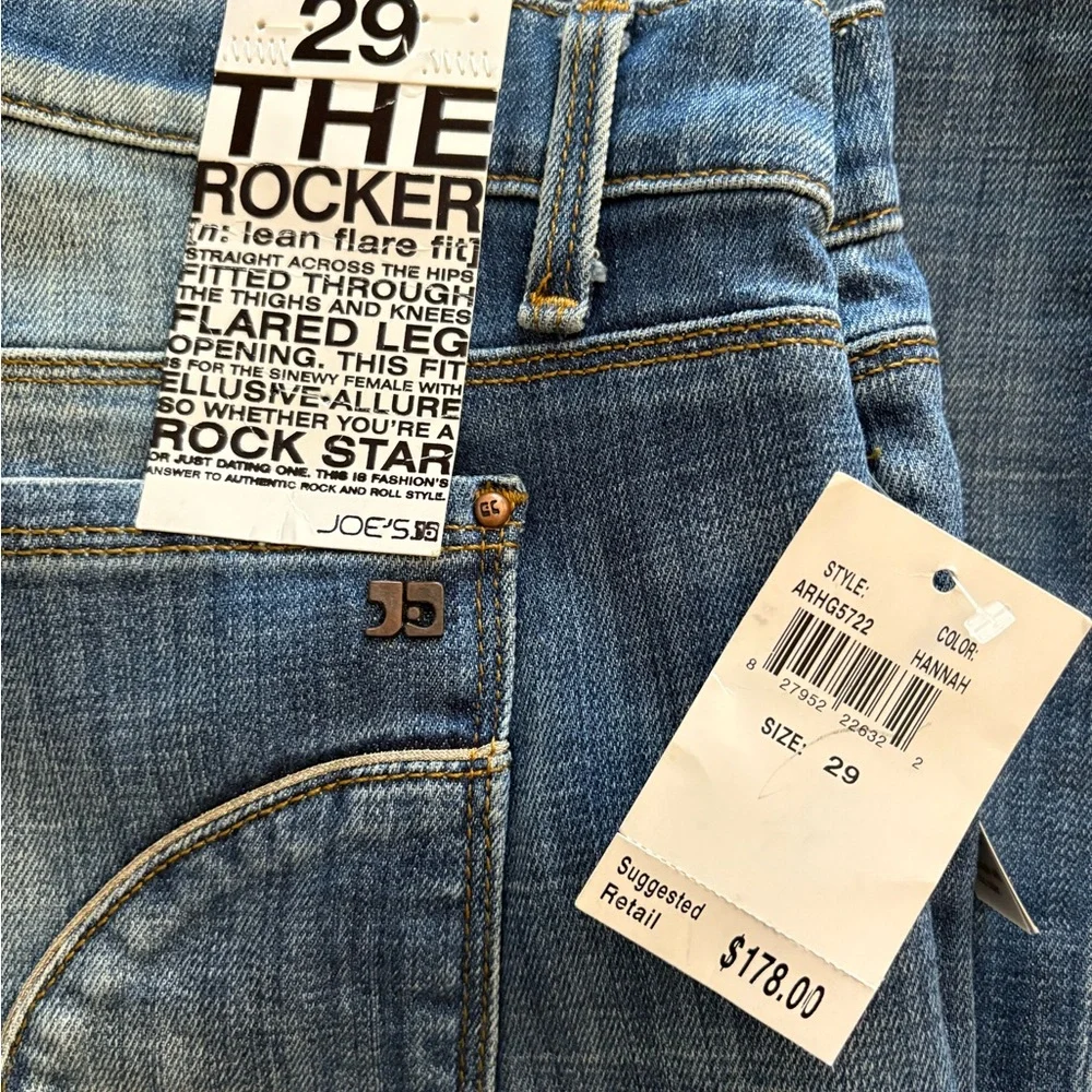 Joe's Jeans The Rocker Low Rise Lean Flare Sz 29 Hannah Wash NWT Y2K